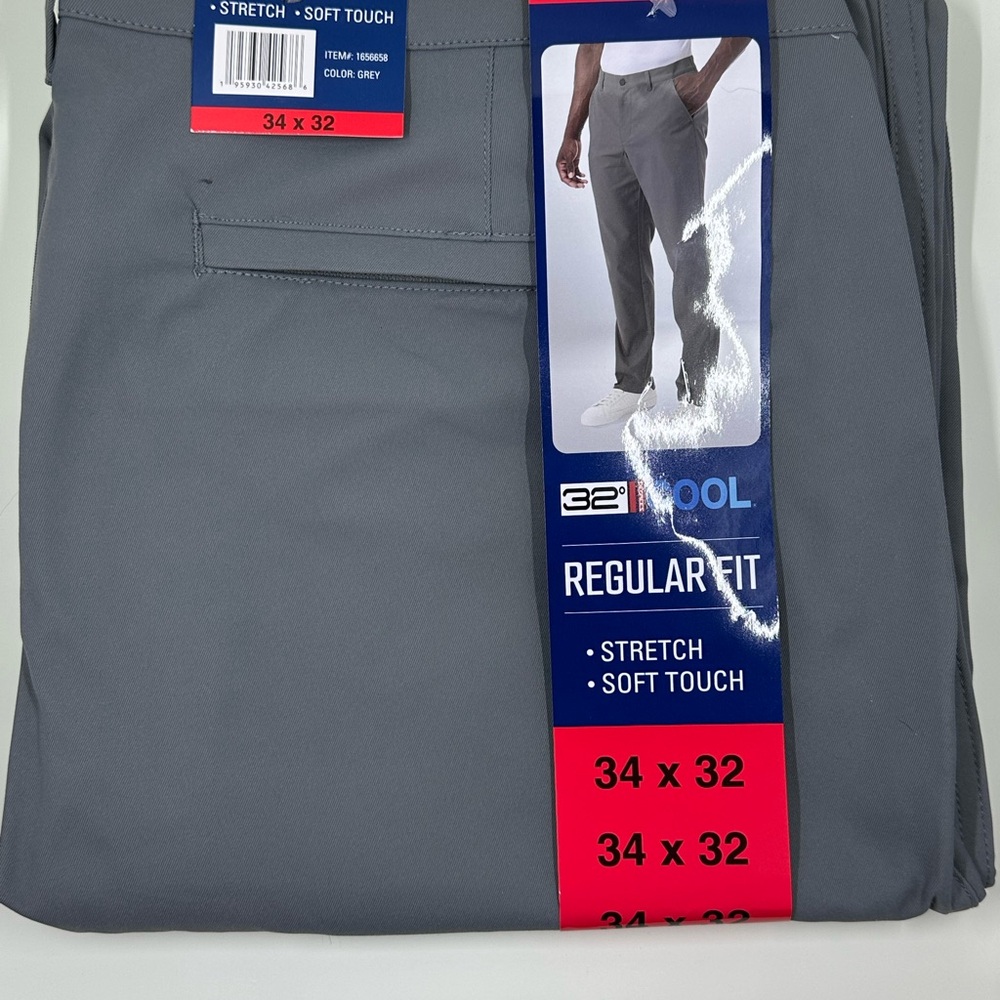 Gray Regular Fit Stretch Pants
